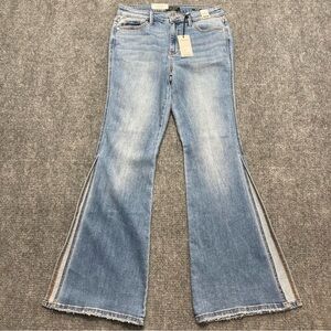 Judy Blue Jeans Womens 13/31 Blue Flare Slit Split Leg Bell Bottom Mid Rise NWT